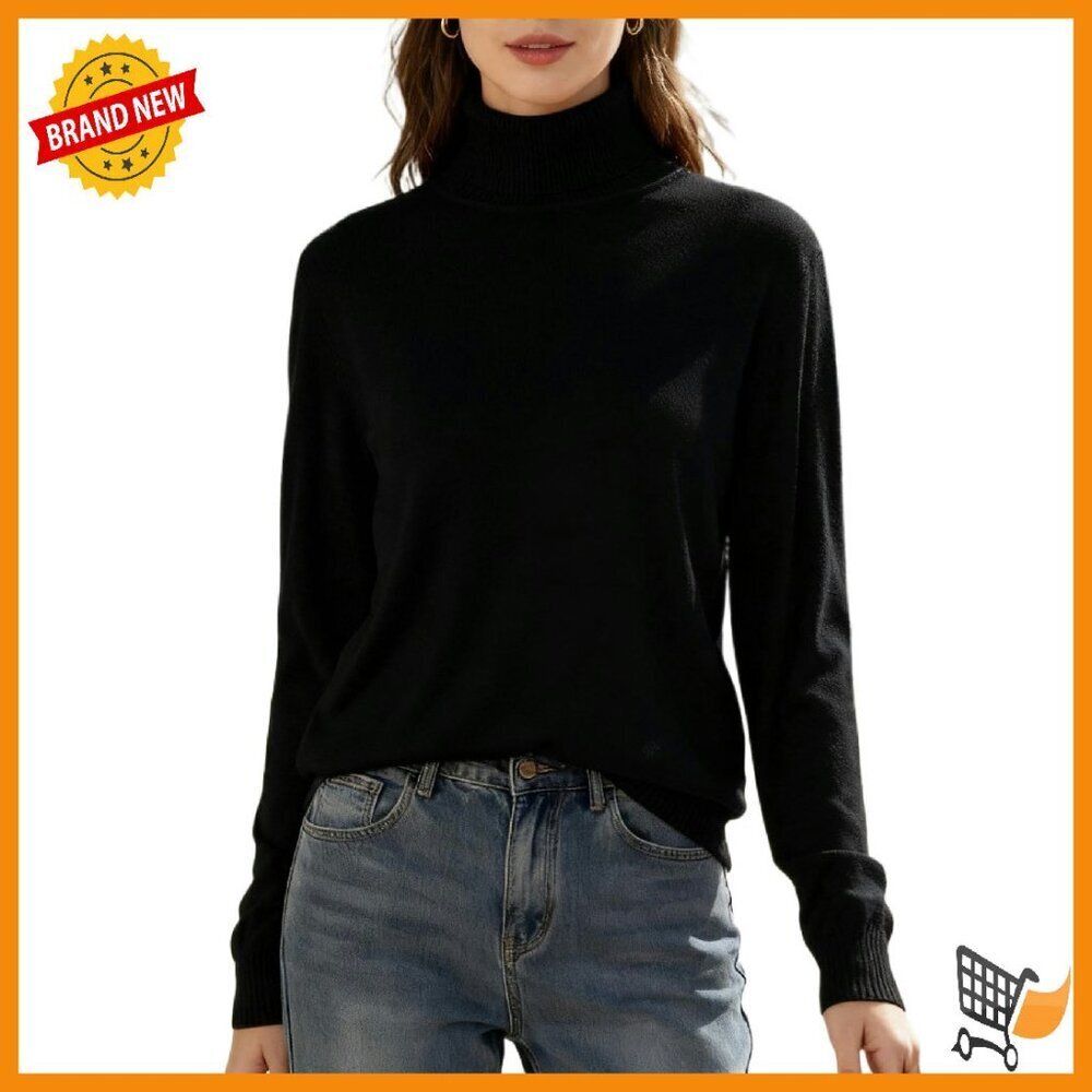 Women's Turtleneck Sweater Long Sleeve Knit Pullover Ultra-Soft